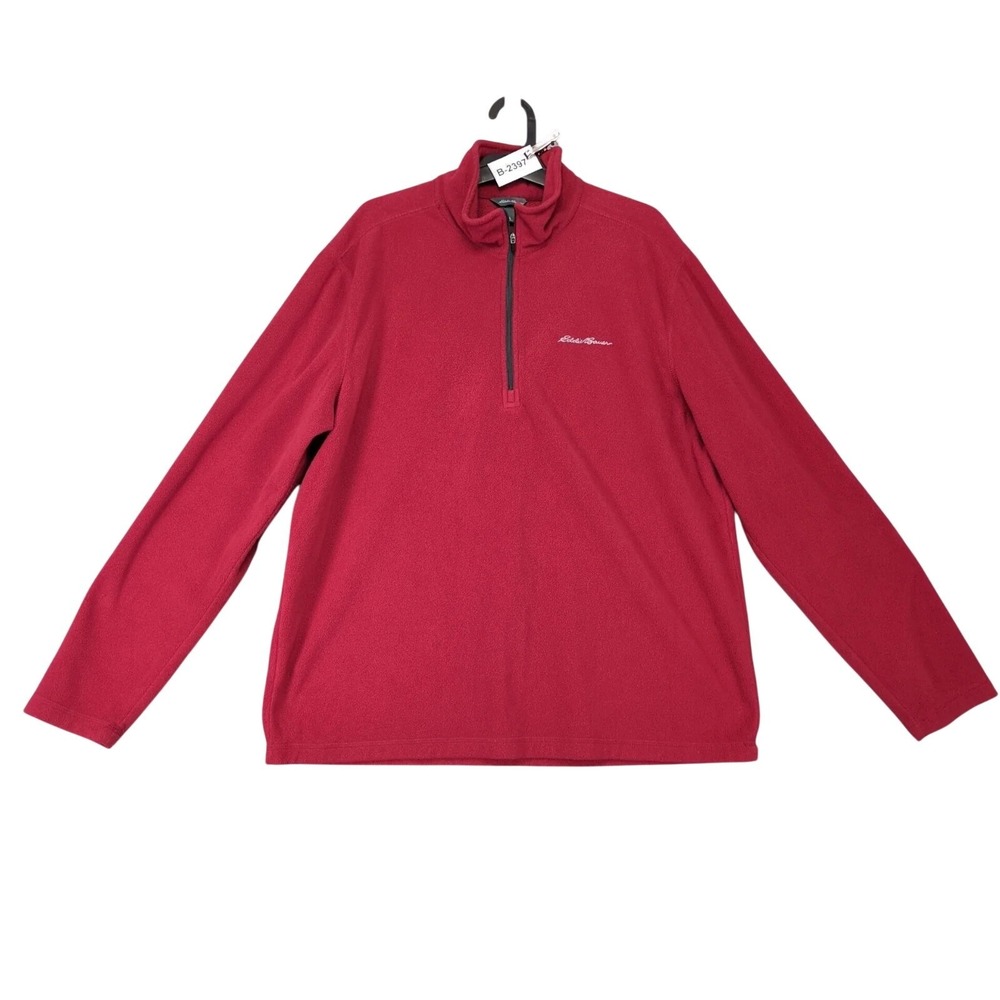 Eddie Bauer Red Fleece Jacket Mens L Quarter Zip Hiking Pullover Gorpcore Coast